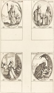St. Joseph; St. Joachim; St. Benedict, Abbot; St. Catharine of Sweden by Jacques Callot