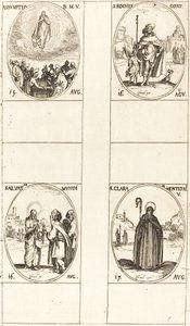 The Assumption, St. Roch, Salvator Mundi, St. Clare of Monte Falco by Jacques Callot