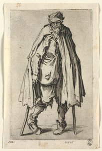 The Beggars: Beggar on Crutches with a Bag by Jacques Callot