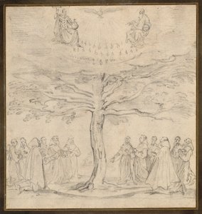 The Holy Trinity in the Tree of Life Adored by Franciscans by Jacques Callot