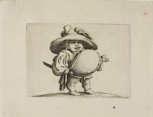 The Large Bellied Man Decorated with a Line of Buttons, from Varie Figure Gobbi by Jacques Callot