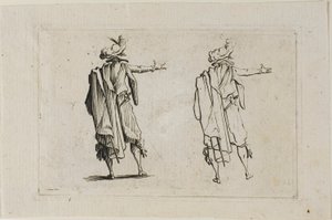 The Man Seen from the Back, Right Arm Raised, from The Caprices by Jacques Callot
