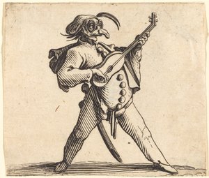 The Masked Comedian Playing a Guitar by Jacques Callot