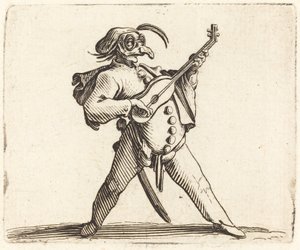 The Masked Comedian Playing a Guitar by Jacques Callot