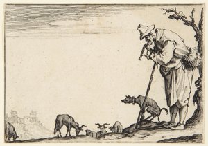 The Shepherd Playing a Flute by Jacques Callot