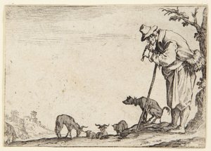 The Shepherd Playing a Flute by Jacques Callot
