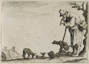 The Shepherd Playing a Flute, from The Caprices by Jacques Callot