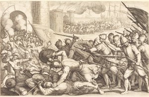 The Troops Forcing the Gate of a Town by Jacques Callot