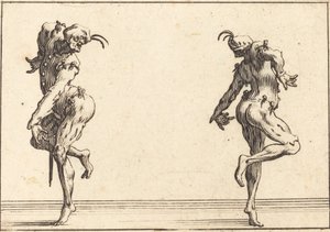 Two Pantaloons Dancing by Jacques Callot