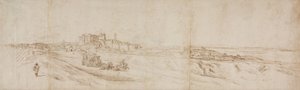 View of The Castello Bracciano, Near Rome with Coach and Figures by Jacques Callot