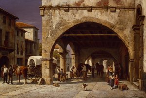 A Town Scene with a Farrier