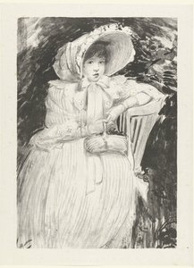 Seated Girl with Hat on Chair with Basket on Lap (series title: The Child with the Basket)