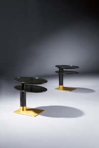 Pair of Side Tables, Each with Paired Elliptical Surfaces