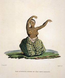 Dancing Woman from the Island of Maui, in the Hawaiian Islands, Engraved by Parfait Augrand