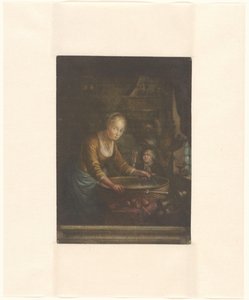 Young Woman Chopping Onions by Jacques Fabien Gautier Dagoty (attributed to)