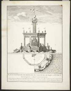 Plan and Elevation of a Music Room, plate three from Description des Festes Données par la Ville de Paris