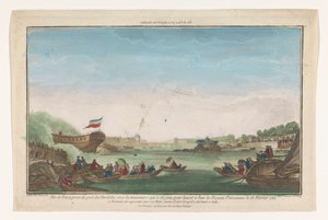 View of the Port des Invalides in Paris with the Launch of the Parisian Frigate on February 18, 1761