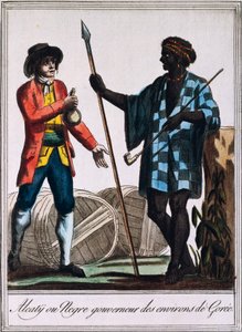 Alcaty, tribal chief of Goree, Senegal, engraving from Encyclopedie des Voyages