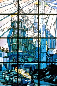 Nancy, Art Nouveau, Stained glass windows at the seat of Pont a Mousson by Jacques Gruber