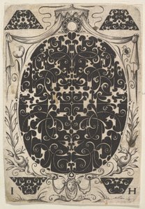 Oval Pendant Decorated with Schweifwerk, Surrounded by Smaller Motifs and Crowned by Jacques Hurtu