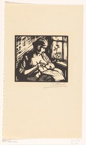 Woman Breastfeeding a Child by Jacques Jeichienus Ottens (signed by artist)