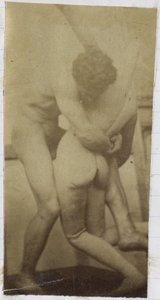 Study of a Male Nude Model, Standing and Wrestling with Mannequin, in the Studio of Jacques de Lalaing, Possibly Preliminary Study for the Painting The Wrestlers by Jacques Lalaing (attributed to)