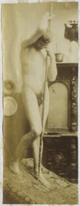 Study of a Male Nude Model, Standing, in the Studio of Jacques de Lalaing by Jacques Lalaing (attributed to)