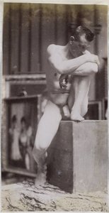 Study of a Sitting Male Nude Model in the Studio of Jacques de Lalaing by Jacques Lalaing (attributed to)