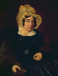 Portrait of Mrs. Edward Cross in a Dark Satin Dress with a Paisley Shawl, 1838