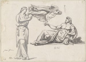 A River God and Two Classical Sculptures by Jacques Louis David