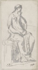 Classical Sculpture of a Pensive Woman by Jacques Louis David