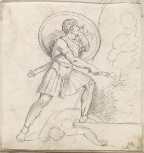 Warrior with a Shield and Torch by Jacques Louis David