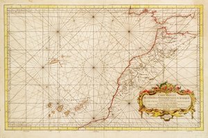 Map of the north western coast of Africa, from the Strait of Gibraltar to the Canary Islands by Jacques Nicolas Bellin