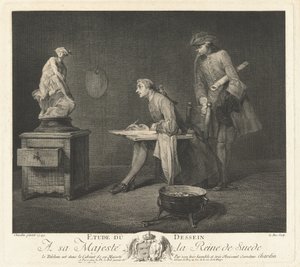 The Drawing Lesson by Jacques Philippe Le Bas after Jean Siméon Chardin
