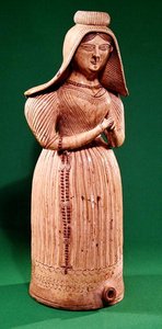 Bottle in the form of a woman with a headdress, Borne Workshop by Jacques Sebastien Talbot