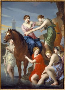 Ancient Rome: Clelia Passing the Tiber. The Roman Heroine Delivered Hostage to Porsenna, King of the Etruscans, Who Was Besieging Rome, Escaped with Her Companions Crossing the Tiber in 507 BC by Jacques Stella