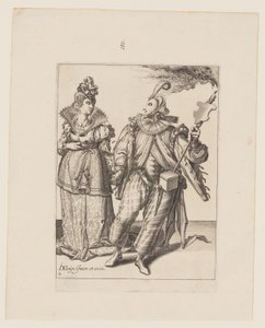 A Woman Led by a Player Holding a Torch, from The Masquerades by Jacques de Gheyn II