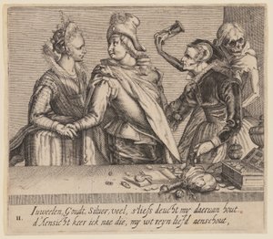 A Young Man between a Young Woman and an Old Woman, from Unequal Lovers by Jacques de Gheyn II