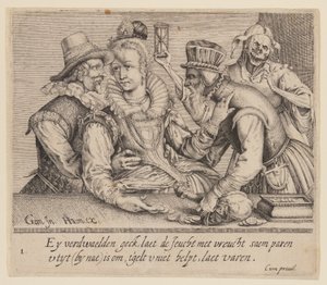A Young Woman between a Young Man and an Old Man, from Unequal Lovers by Jacques de Gheyn II