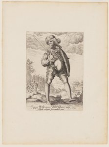 Soldier, Armed with Broadsword and Shield, from Officers and Soldiers of the Bodyguard of Emperor Rudolph II by Jacques de Gheyn II