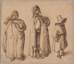 Two Studies of a Roma Woman and a Roma Boy in a Large Hat by Jacques de Gheyn II