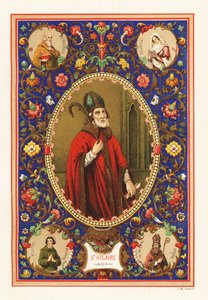 Portrait of Saint Hilary, Bishop of Poitiers, with Mitre and Crook, within Decorative Border of Foliage by Jacquet Jacquet