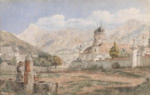 View of Stams Abbey in Tyrol by Jakob Alt