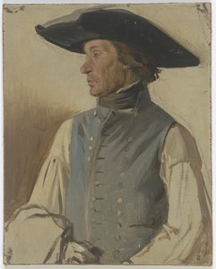Farmer with Large Hat and Blue Vest