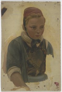 Bust Portrait of a Little Peasant Girl by Jakob Becker