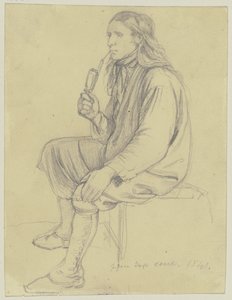 Seated Peasant Smoking a Pipe by Jakob Becker
