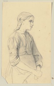 Study of a Young Girl, Face in Profile to the Right by Jakob Becker
