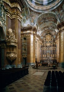 Inside view of the Benedictine Church of Melk, Melk, Austria by Jakob Prandtauer