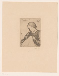 Portrait of Malvina Dedeyn with Needlework by Jakob Smits