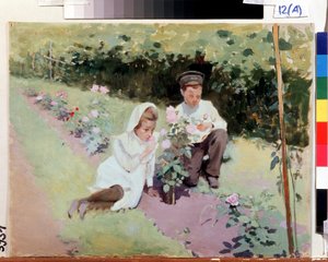 Two Children in a Rose Garden